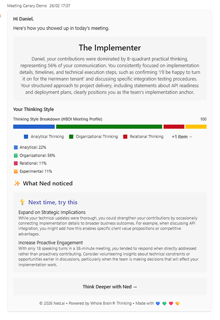 Ned.AI and Meeting Canary Analysis