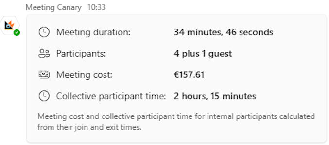 Live meeting cost counter